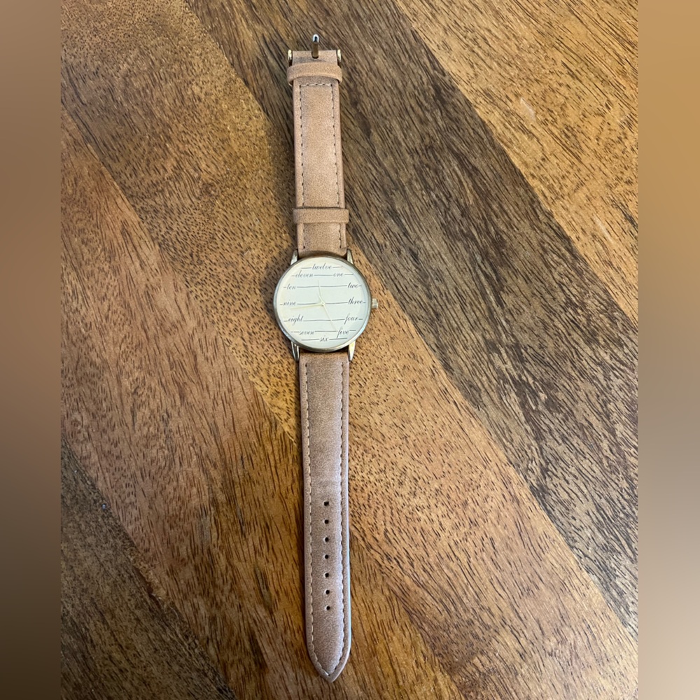 Altar’d State fashion quartz watch. Faux leather tan band. Gold fixtures
